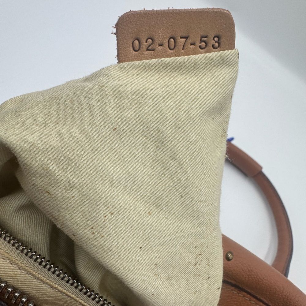Auth Chloe Caramel Brown Leather Studded Auore Top Handle Duffel Tote Bag - Picture 14 of 16